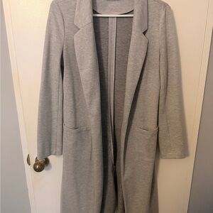 Dex Light Gray Long Open-Front Blazer